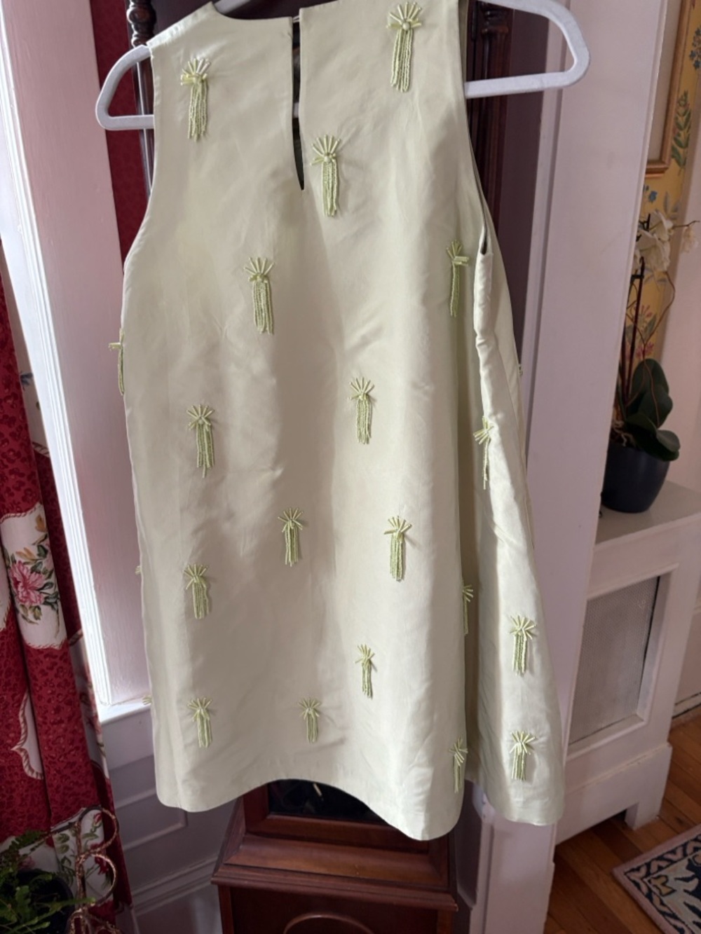 COS Light Green Embellished V-Neck Mini Dress - Picture 2 of 2
